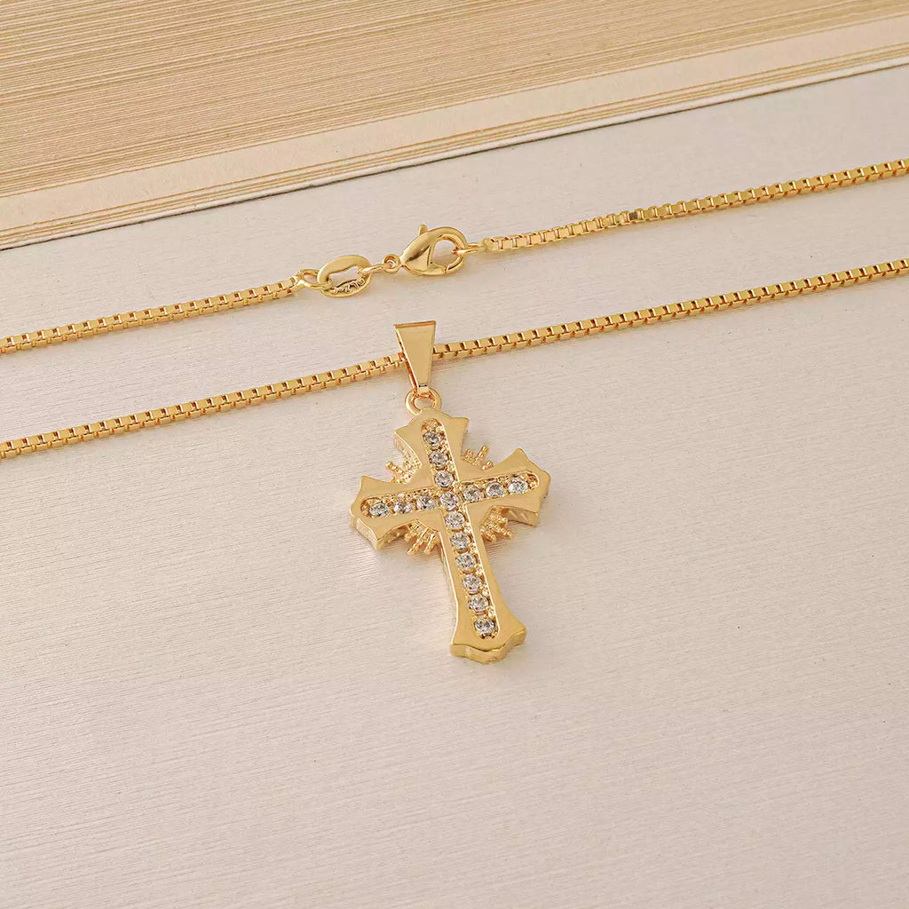 Dije Cruz Sagrada Circonias Cristal - Orux, oro laminado 18K - foto 4
