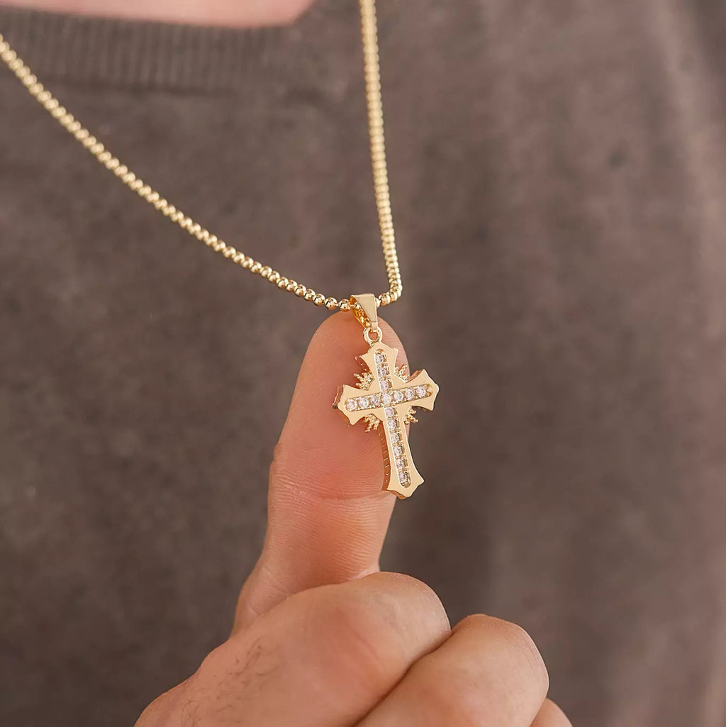 Dije Cruz Sagrada Circonias Cristal - Orux, oro laminado 18K - foto 3