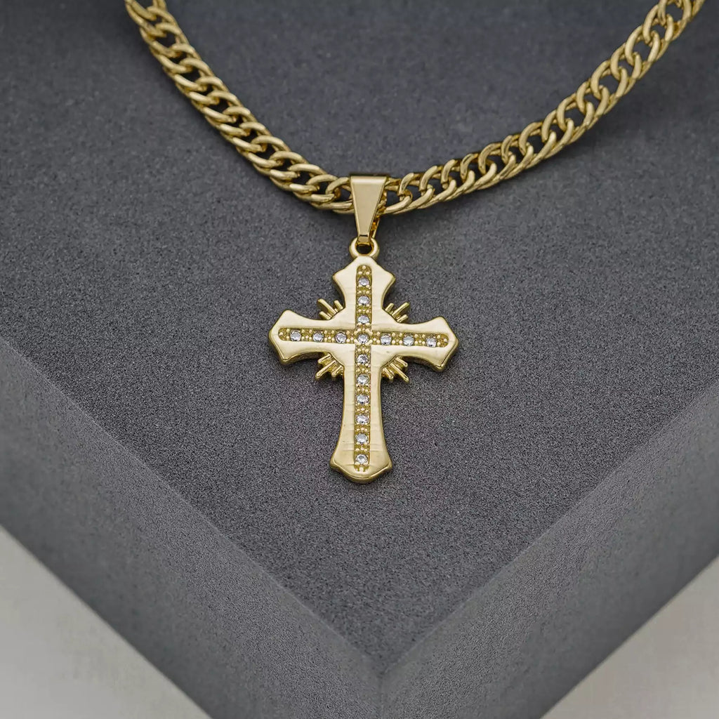 Dije Cruz Sagrada Circonias Cristal - Orux, oro laminado 18K - foto 2