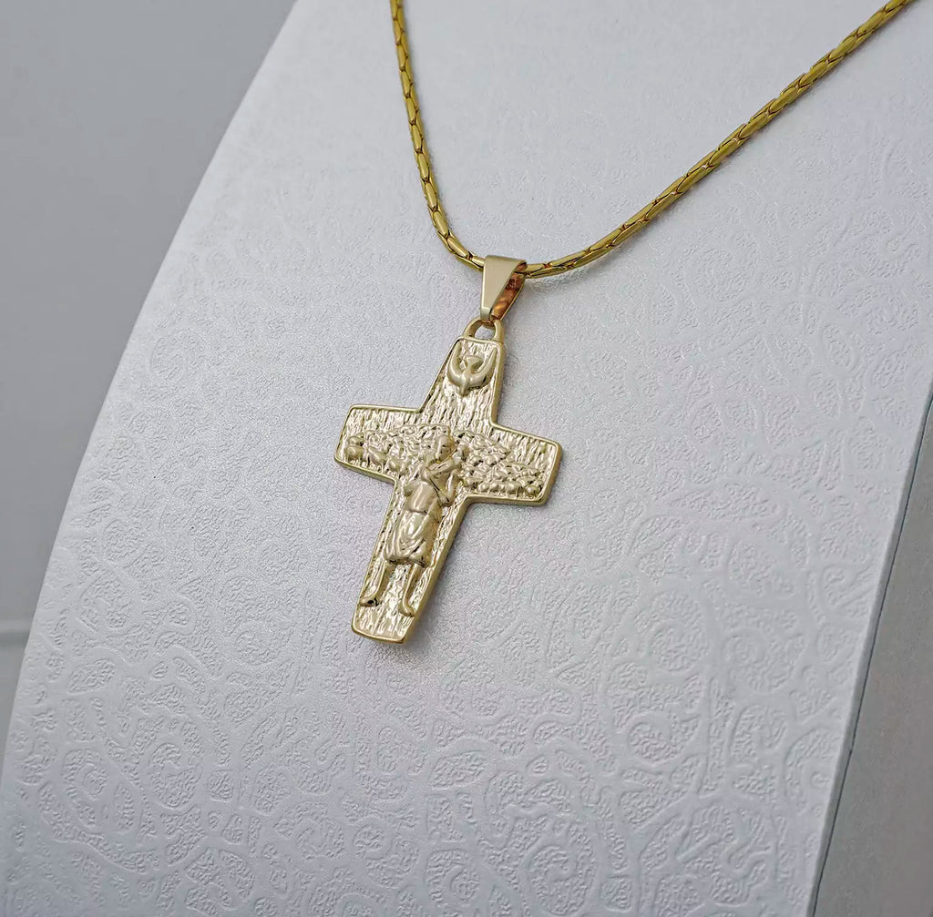 Dije Cruz Buen Pastor - Orux, oro laminado 18K - foto 2