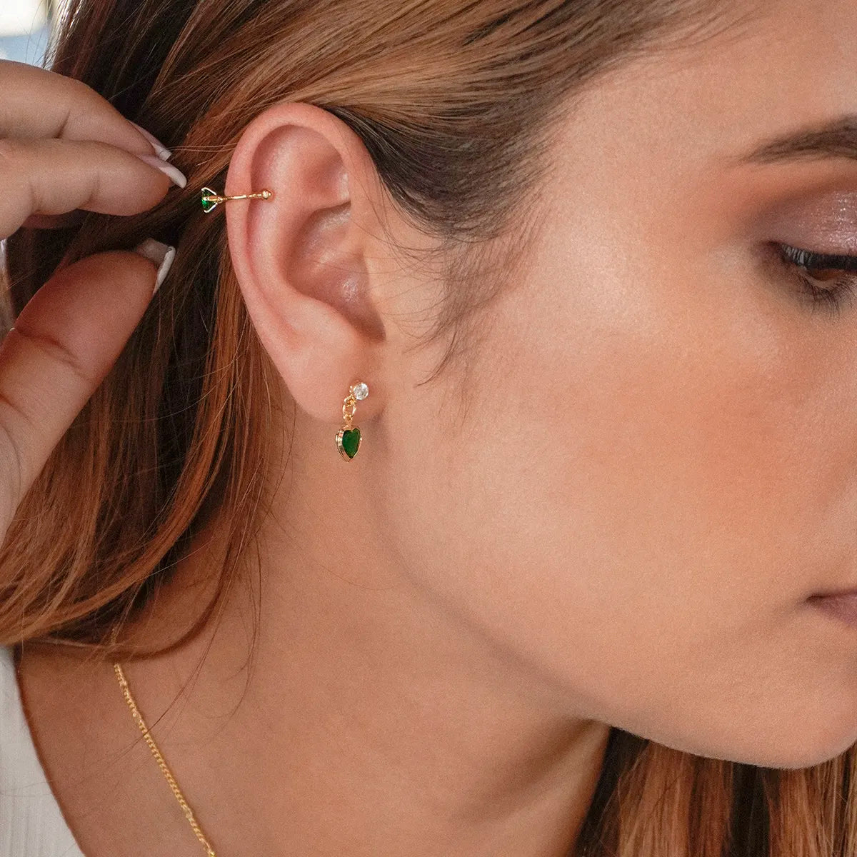 Arete Piercing Fake 1.4cm Verde