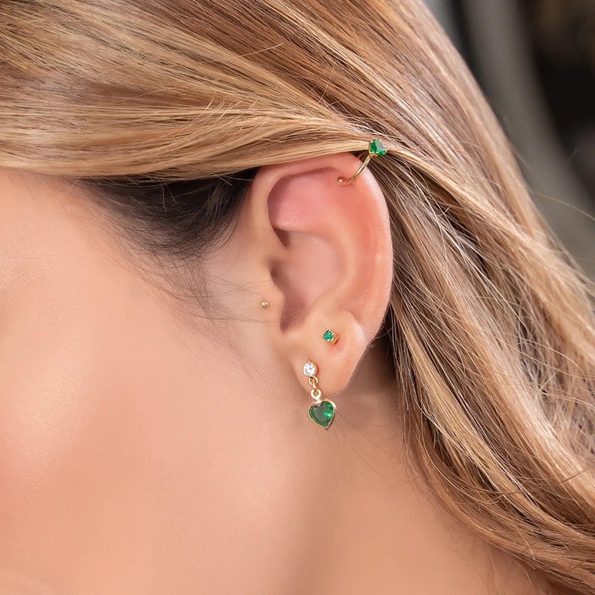 Arete Piercing Fake 1.4cm Verde