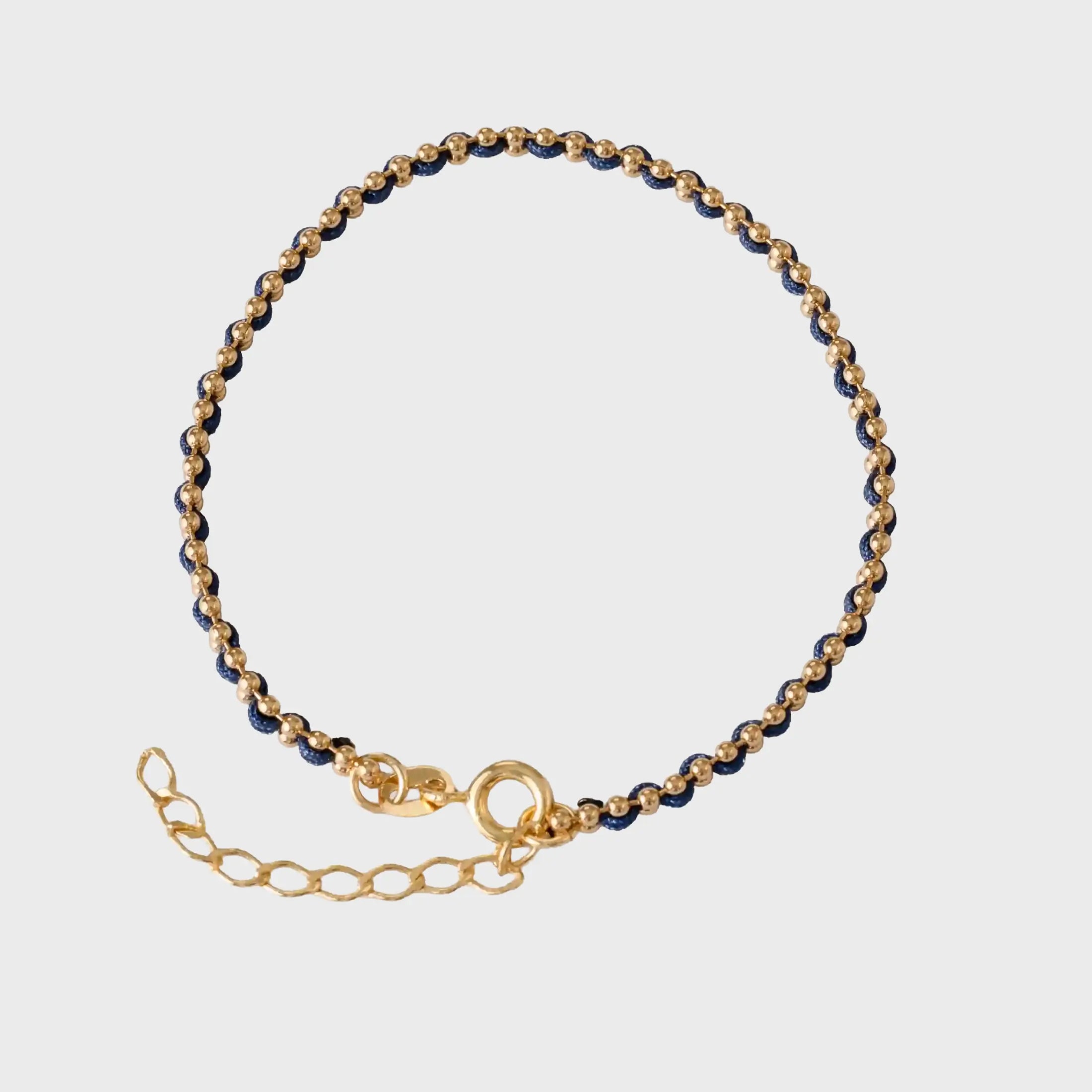 Pulsera Hilo Azul Laminado 15 Cms + Extensor