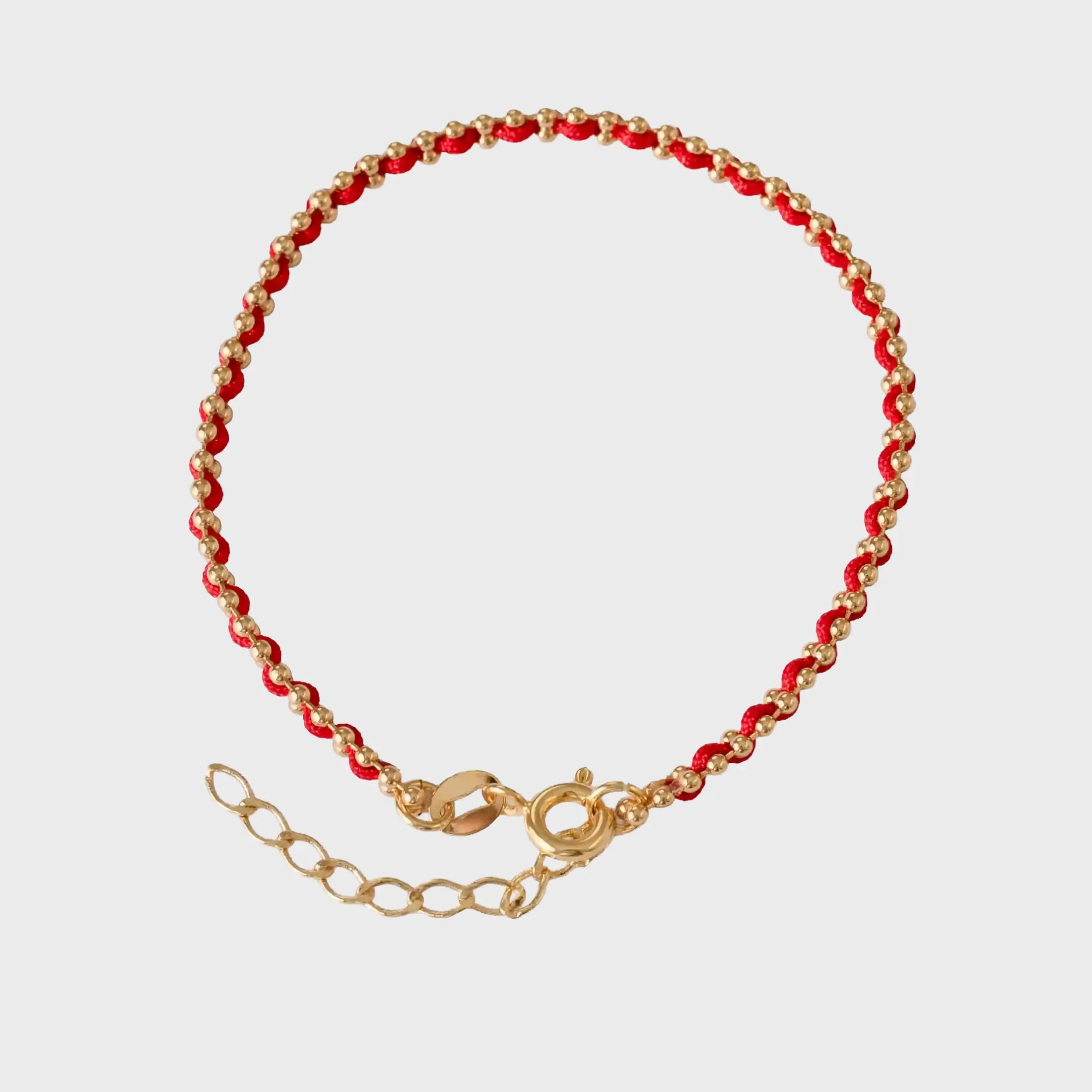 Pulsera Hilo Rojo Laminado 15 Cms + Extensor