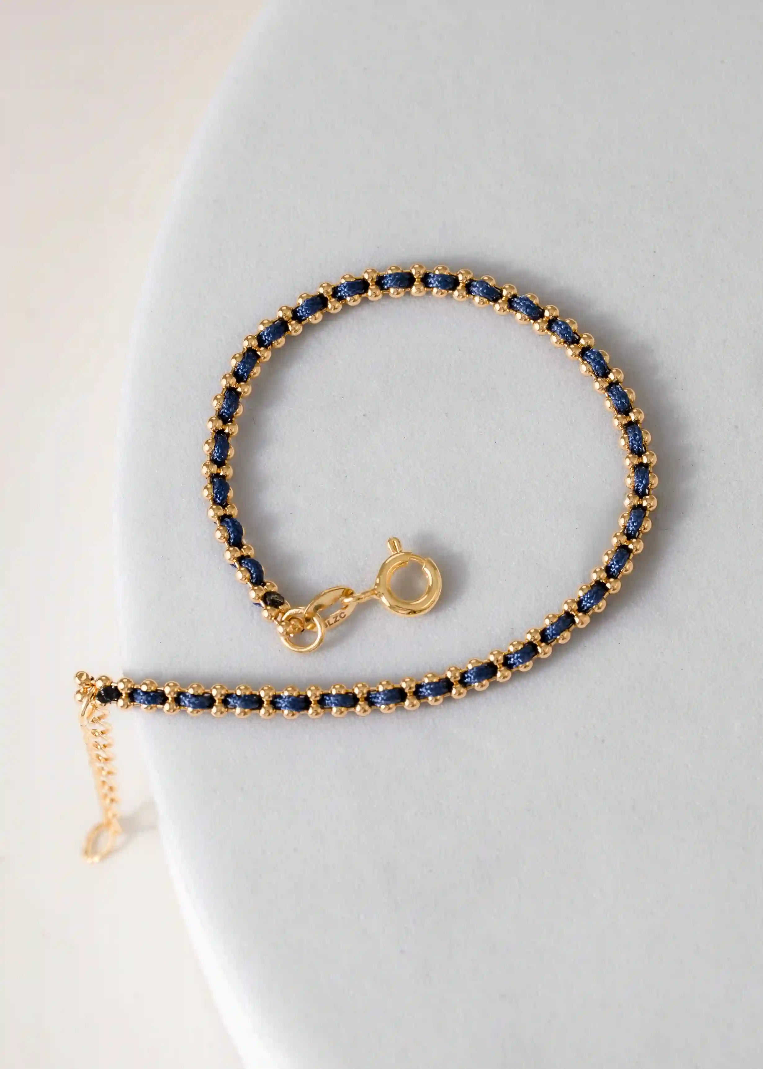 Pulsera Hilo Azul Laminado 15 Cms + Extensor