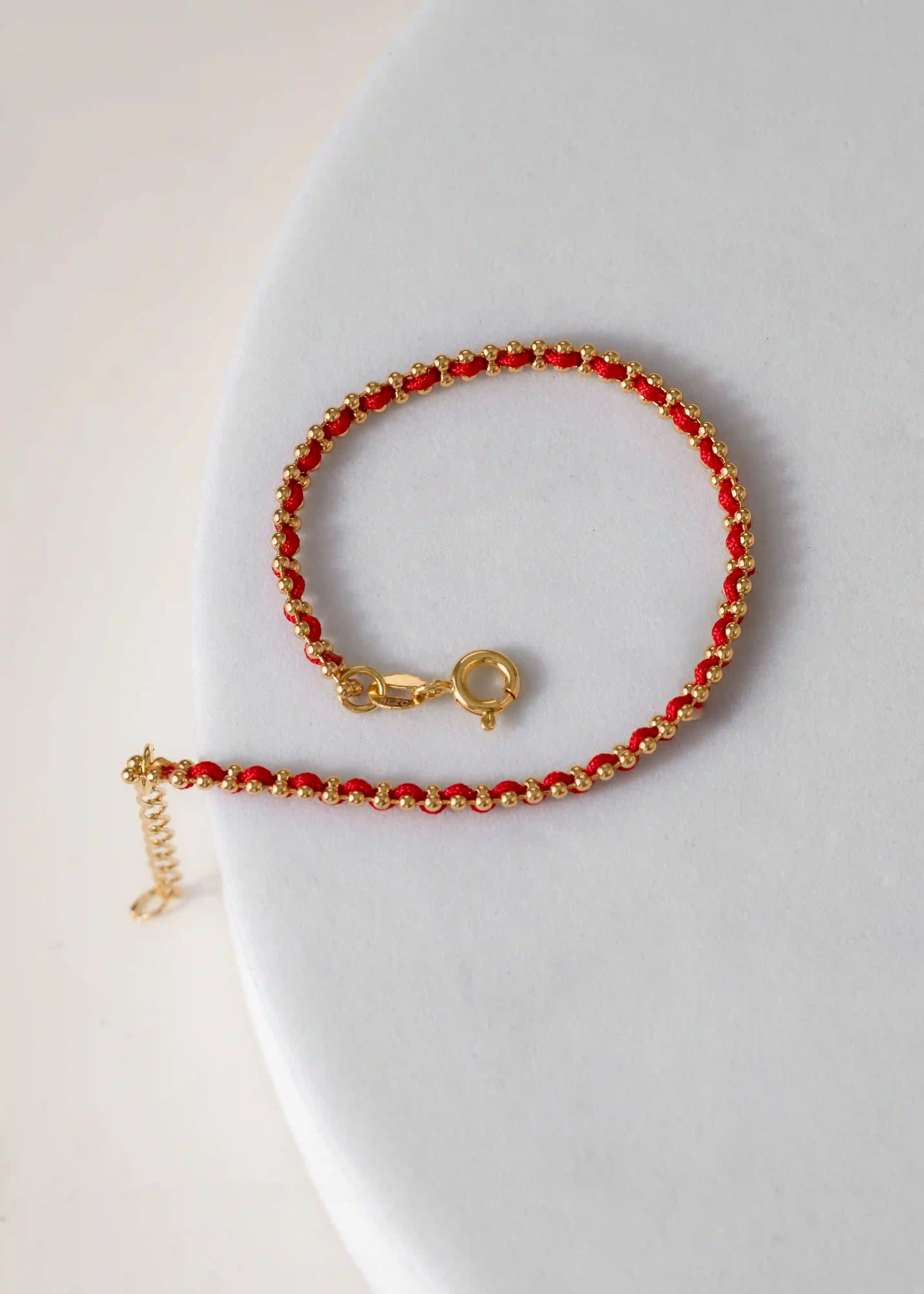 Pulsera Hilo Rojo Laminado 15 Cms + Extensor